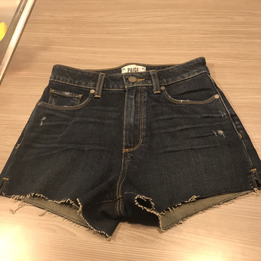 Paige High Waisted Distressed Shorts